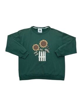 Women’s Vintage 1990s Gopher Sport Sunflower Sweatshirt Green Cotton Made in USA